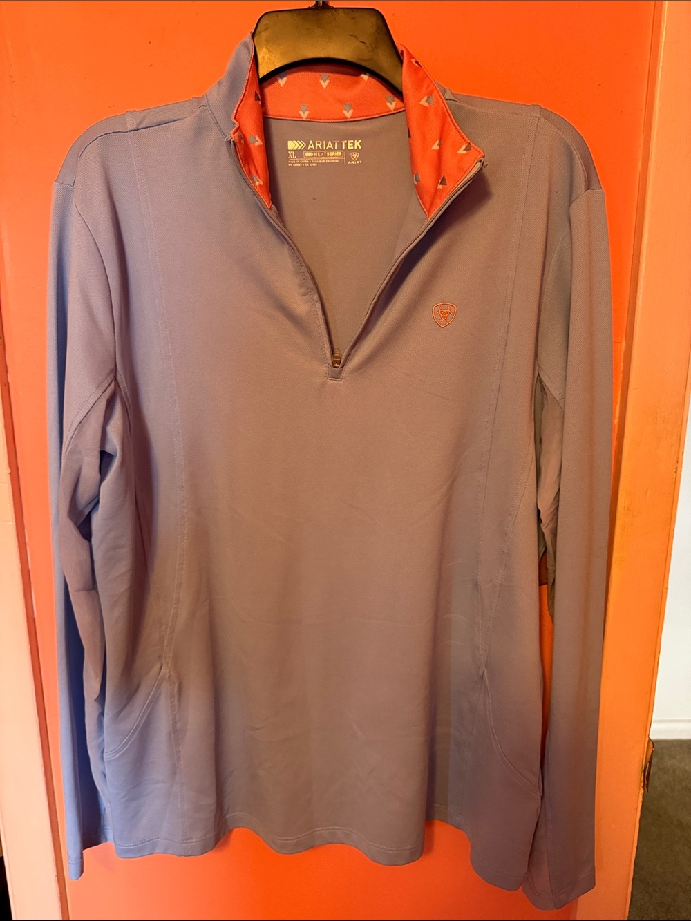Ariat Lavender Long-Sleeve Quarter-Zip with Coral Trim